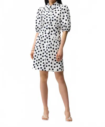 Joseph Ribkoff Polka Dot Puff Sleeves Shirt Dress In Vanilla In White