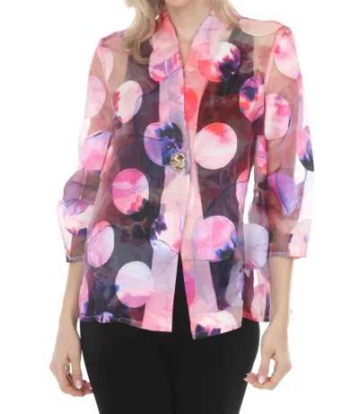 Joseph Ribkoff Polka Dots Sheer Jacket In Multi Floral