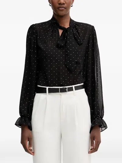 Joseph Ribkoff Polka-dot Pussy-bow Blouse In Black