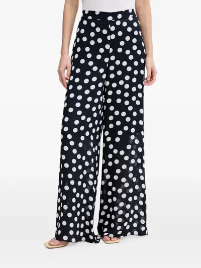 Joseph Ribkoff Polka Dot Palazzo Pants In Midnight In Black