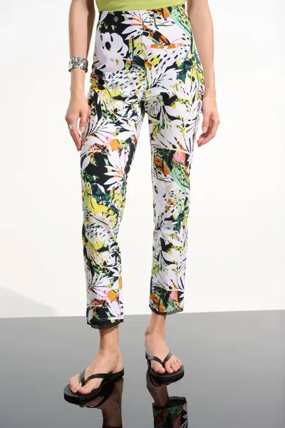 Joseph Ribkoff Print Pull On Pants With Mesh In Tropical In Multi