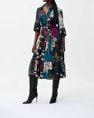 Joseph Ribkoff Print Shirt Dress In Black In Multi