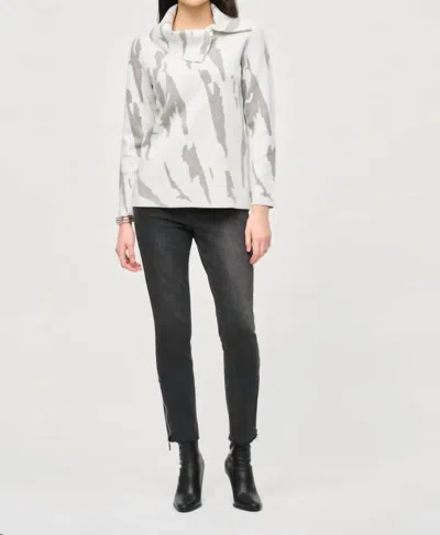 Joseph Ribkoff Print Sweatshirt In Vanilla Grey In Multi