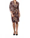 Joseph Ribkoff Abstract Print Dress In Multi In Brown