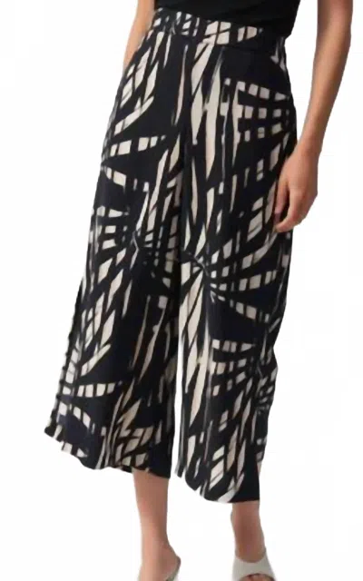 Joseph Ribkoff Printed Culotte Pants In Black/tan