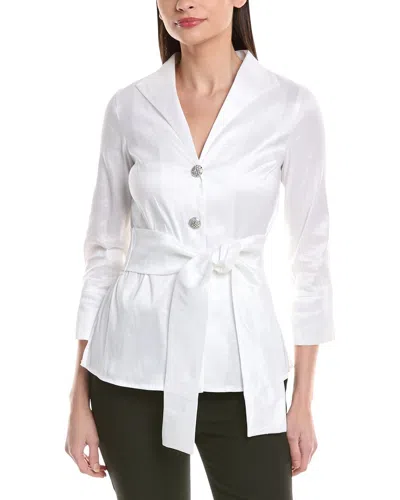 Joseph Ribkoff Waist-tie Embellished Top In White