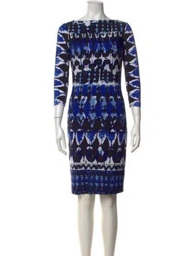 Pre-owned Joseph Ribkoff Printed Knee-length Dress In Blue