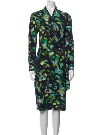 Pre-owned Joseph Ribkoff Printed Knee-length Dress W/ Tags In Green