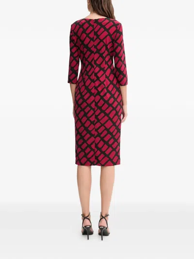 Joseph Ribkoff Printed Knotted Midi Dress In Red
