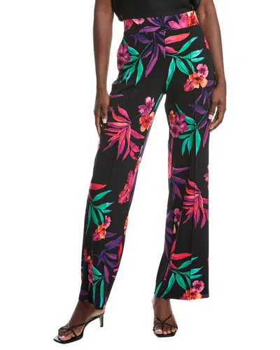 Joseph Ribkoff Silky Knit Tropical Print Wide Leg Pants In Black Multi