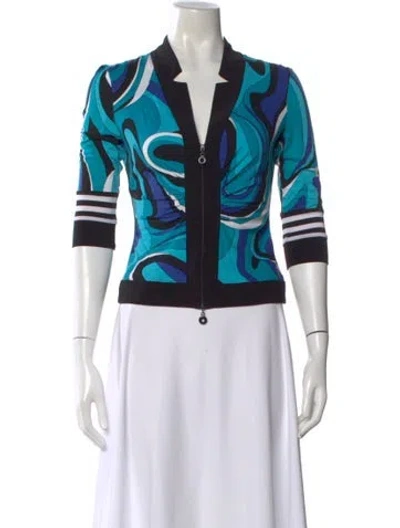 Pre-owned Joseph Ribkoff Printed Three-quarter Sleeve Top In Multi