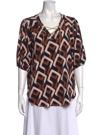Pre-owned Joseph Ribkoff Printed V-neck Blouse In Multi