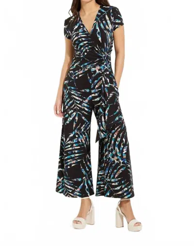 Joseph Ribkoff Printed Wrap Jumpsuit In Multi In Black