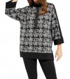 Joseph Ribkoff Printed Zip-up Tunic In Black White In Black