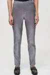 Joseph Ribkoff Metallic Coated Denim Slim Ankle Pant In Grey In Gray