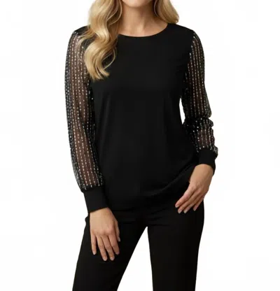 Joseph Ribkoff Puff Sleeve Asymetrical Tunic In Black