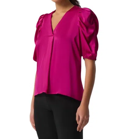 Joseph Ribkoff Puff Sleeve Satin Top In Opulence In Multi