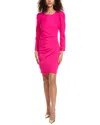 Joseph Ribkoff Sheath Dress With Puff Sleeves In Pink In Pink