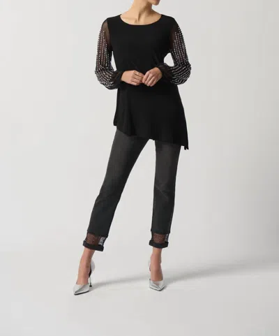Joseph Ribkoff Puff Sleeve Tunic Top In Black