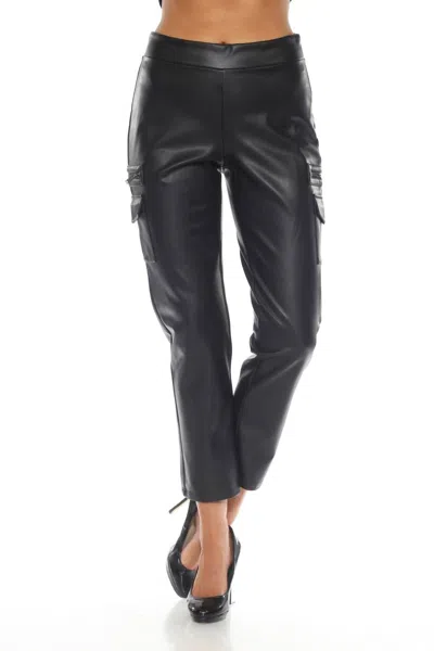 Joseph Ribkoff Pull-on Faux Leather Cargo Pant In Black