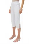 Joseph Ribkoff Pull On Guipure Capri Pants In White In White