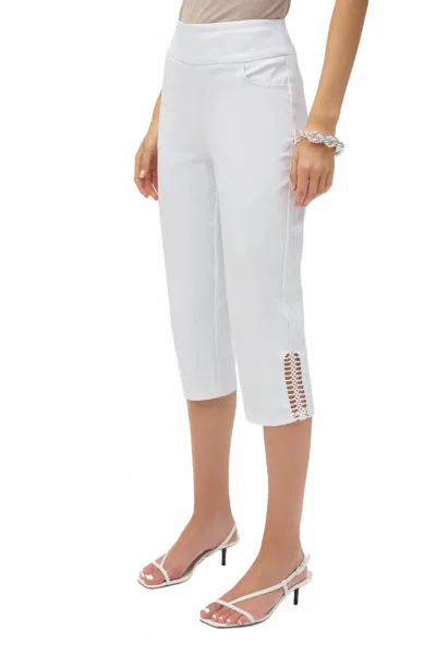 Joseph Ribkoff Pull On Guipure Capri Pants In White