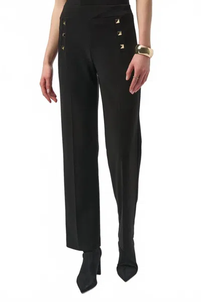 Joseph Ribkoff Pull On Straight Pants With Rivet Details In Black