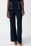 Joseph Ribkoff Chic Button-detail Wide Leg Pants In Midnight Blue In Blue