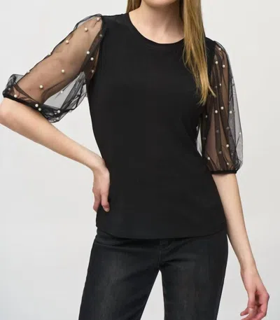 Joseph Ribkoff Pullover Blouse With Pearls In Black