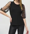 Joseph Ribkoff Pullover Top With Pearl Sleeves In Black In Black