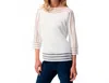 Joseph Ribkoff Pullover With Mesh Stripe Detail Top In White In White