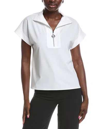 Joseph Ribkoff Quarter-zip Short-sleeve Polo Top In White