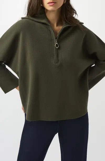 Joseph Ribkoff Quarter-zip Stand Collar Sweater In Green