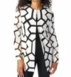 Joseph Ribkoff Laser Cut Leatherette On Mesh Jacket In Black,white In White