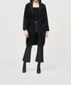 Joseph Ribkoff Quilted Fuzzy Knit Long Sleeve Coat In Black
