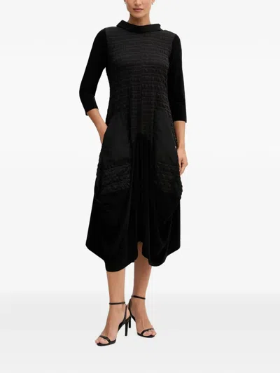 Joseph Ribkoff Quilted-panel Three-quarter Sleeved Midi Dress In Multi