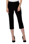Joseph Ribkoff Rear Hem Slit Flared Cropped Capri In Black