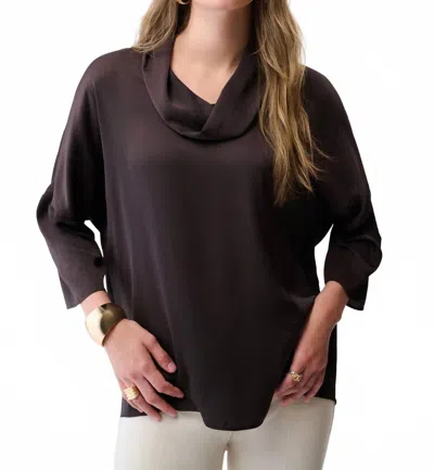Joseph Ribkoff Recycled Satin Boxy Tunic Top In Mocha In Brown