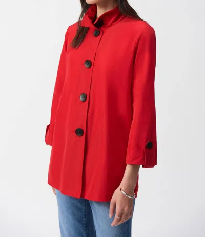 Joseph Ribkoff Relaxed Fit Button Closure Jacket In Red