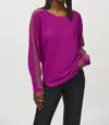 Joseph Ribkoff Rhinestone Mesh Insert Pullover Sweater In Empress Violet In Purple