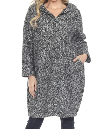 Joseph Ribkoff Relaxed Hooded Bouclé Coat In Grey Melange In Blue