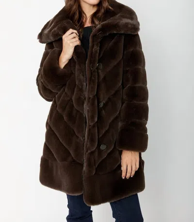 Joseph Ribkoff Reversible Faux Fur Metallic Coat In Taupe