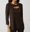Joseph Ribkoff Reversible Open Bust Top In Mocha In Brown