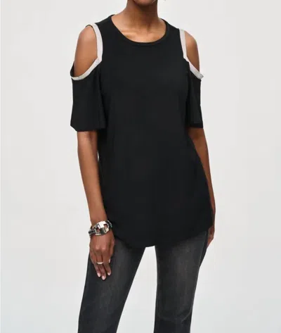 Joseph Ribkoff Rhinestone Embellished Cold-shoulder Tunic In Black