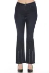 Joseph Ribkoff Rhinestone Embellished Flared Jean In Indigo Blue In Black