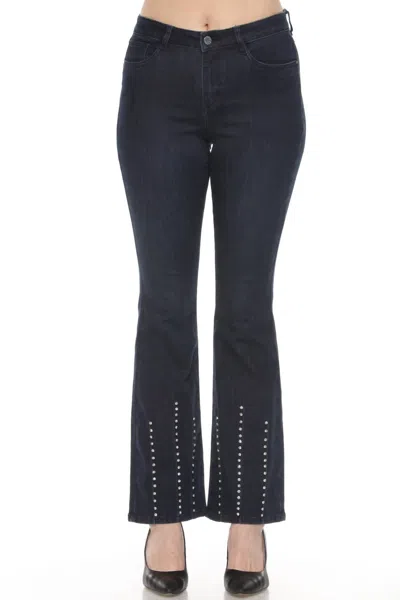 Joseph Ribkoff Rhinestone Embellished Flared Jean In Indigo Blue In Black
