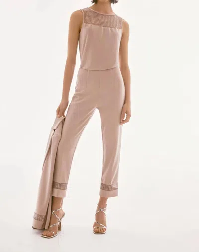 Joseph Ribkoff Rhinestone Mesh Tank In Sand In Pink