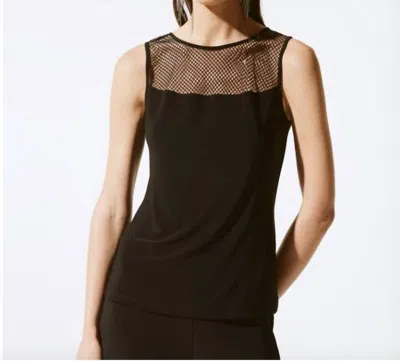 Joseph Ribkoff Rhinestone Mesh Top In Black