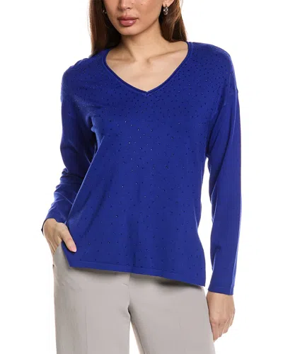 Joseph Ribkoff Rhinestone Sweater In Blue