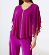 Joseph Ribkoff Rhinestone Trim Ruffled Chiffon Poncho In Empress